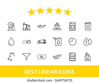 Set of Oil Related Vector Line Icons. Contains such Icons as Fuel Truck, Gas Station, Oil Factory, Transportation and more. Editable Stroke. 32x32 Pixels