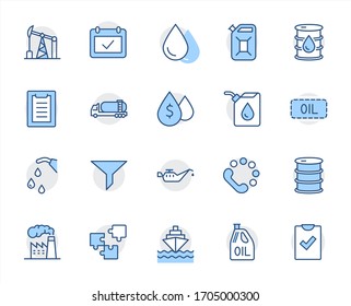 Set of Oil Related Vector Line Icons. Contains such Icons as Fuel Truck, Gas Station, Oil Factory, Transportation and more. Editable Stroke. 32x32 Pixel Perfect.