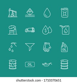 Set of Oil Related Vector Line Icons. Contains such Icons as Fuel Truck, Gas Station, Oil Factory, Transportation and more. Editable Stroke. 32x32 Pixels