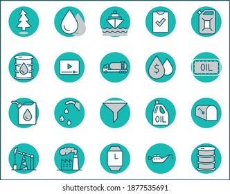 Set of Oil Related Vector Line Icons. Contains such Icons as Fuel Truck, Gas Station, Oil Factory, Transportation and more. Editable Stroke. 32x32 Pixel Perfect.