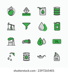 Set of Oil Related Vector Line Icons. Contains such Icons as Fuel Truck, Gas Station, Oil Factory, Transportation and more. Editable Stroke. 32x32 Pixel Perfect.