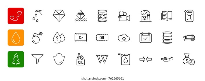 Set of Oil Related Vector Line Icons.  