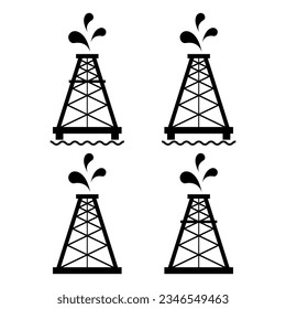 Set of oil rig flat graphic icon, fuel platform industry tower gas sign, vector illustration .