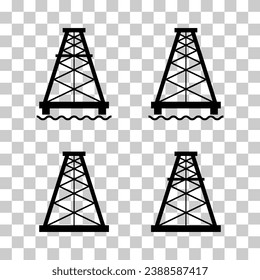 Set of oil rig flat graphic icon, fuel platform industry tower gas sign, vector illustration .