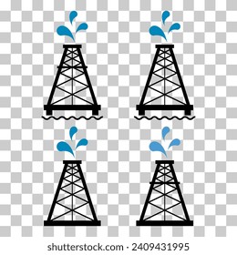 Set of oil rig flat graphic icon, fuel platform industry tower gas sign, vector illustration .