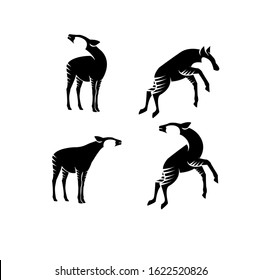 set of okapi black logo icon design 