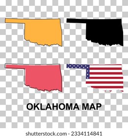 Set of Oklahoma map, united states of america. Flat concept symbol vector illustration .