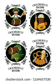 Set of oktober festival emblems