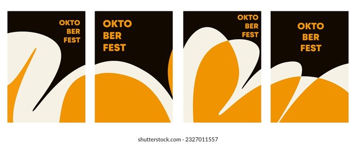 Set of oktoberfest background. Abstract dynamic waves beer color. Vertical banner