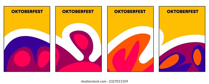 Set of oktoberfest banner background. Abstract dynamic colorful beer. Vertical oktoberfest banner