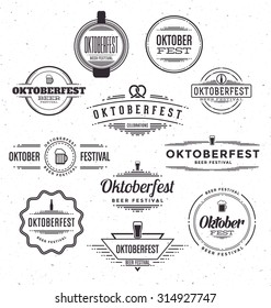 Set of Oktoberfest beer festival celebration retro typographic design templates - Textured vintage style background