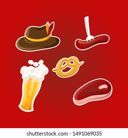 set of oktoberfest element in flat style