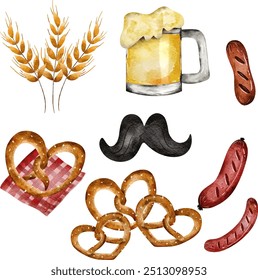 Set of Oktoberfest Element. Octoberfest. October. Beer Festival. Wheat.