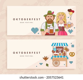 Set von oktoberfest festlichen Bannerdesign-Vorlage in flachem Stil. Vektorgrafik