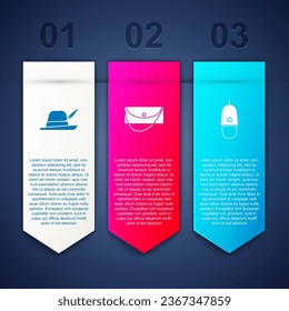 Set Oktoberfest hat, Clutch bag and Police cap with cockade. Business infographic template. Vector