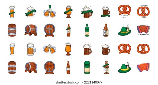 Set of oktoberfest icons German festival Vector