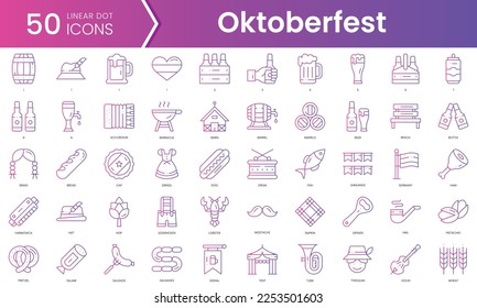 Set of oktoberfest icons. Gradient style icon bundle. Vector Illustration