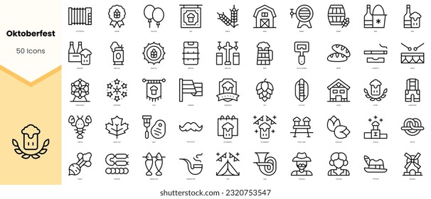 Set of oktoberfest Icons. Simple line art style icons pack. Vector illustration