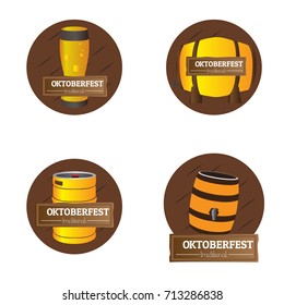 Set of oktoberfest labels with beer icons, Vector illustration