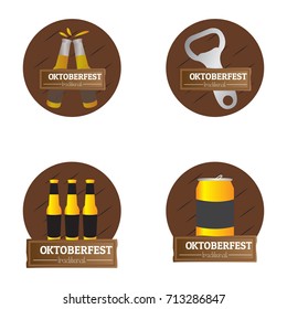 Set of oktoberfest labels with beer icons, Vector illustration