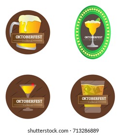 Set of oktoberfest labels with beer icons, Vector illustration