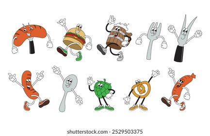 Set of Oktoberfest Mascot Illustration with Various Pose Cartoon