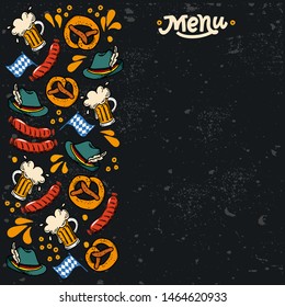 Set Oktoberfest menu. German cheers vector typography illustration for Bavarian beer festival Template for menu, invitation, banner, pack. Design elements, handwritten lettering. 