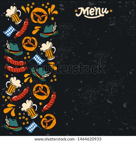 Set Oktoberfest menu. German cheers vector typography illustration for Bavarian beer festival Template for menu, invitation, banner, pack. Design elements, handwritten lettering. 