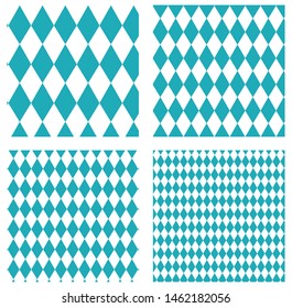 Set of Oktoberfest patterns. October Munich fest traditional  background. Rhomb blue ornament. 