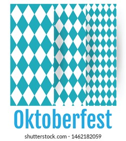 Set of Oktoberfest patterns. October Munich fest traditional  background. Rhomb blue ornament. 