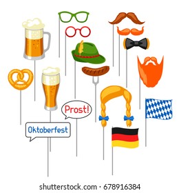 Set of Oktoberfest photo booth props. Accessories for festival and party.