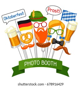 Set of Oktoberfest photo booth props. Accessories for festival and party.