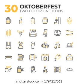 Set of Oktoberfest related icons. Two color line  Oktoberfest icons.