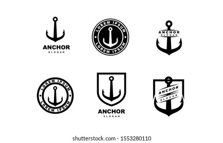 set of Old badge anchor logo icon design vector illustration