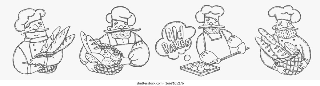 Set of Old bakers. Design elements for logo, packaging