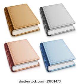 Juego de libros antiguos con cubiertas en blanco - ilustración vectorial