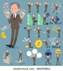 A set old businessman with concerning money and economy.
There are also actions on success and failure.
It's vector art so it's easy to edit.