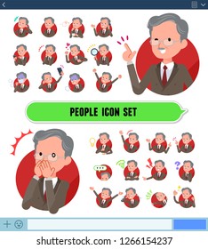 A set of old businessman with expresses various emotions on the SNS screen.There are variations of emotions such as joy and sadness.It's vector art so it's easy to edit.
