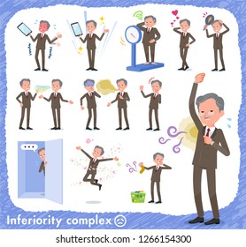 A set of old businessman on inferiority complex.There are actions suffering from smell and appearance.It's vector art so it's easy to edit.