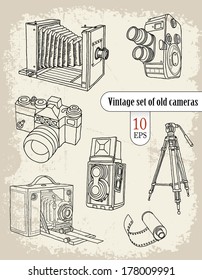 set of old cameras