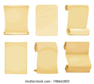 Set of old cardboard leafs on a white background. Vector illustration