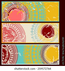 Set of old cards in ethnic style