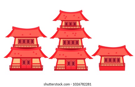 Set of Old China. Flat design. Vector illustration