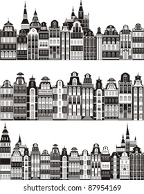 Set of old cities  isolated on White background. Vector illustration