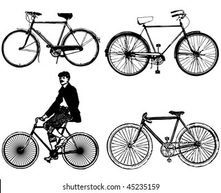 Set of old classic bike Illustration Vector