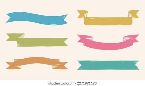 Set of old colored ribbon banners, vector eps10 illustration