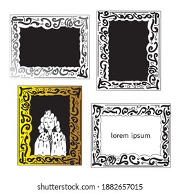 Set of old fashioned frames for design, for portrets and texts, for scrapbooks. 