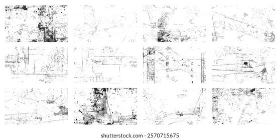 Set of old grunge black texture. White concrete wall as background, white cement or stone old texture. Subtle halftone grunge urban texture vector.