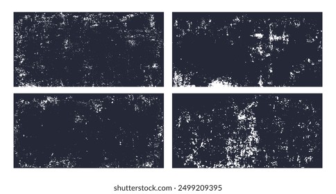 Set of old grunge paper texture. Frames with grunge textures with dust grain. Collection black of vintage backgrounds.