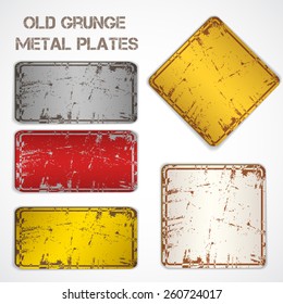 Set of old grunge rusty signs. Vector Illustration